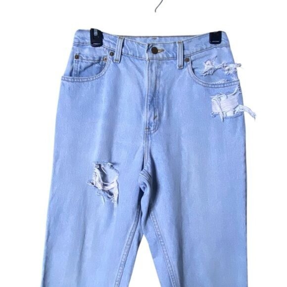 Levis 551 Relaxed Fit Tapered Leg Barrel Jeans Size 8 Faded 90s Y2K Bohemian - Picture 2 of 8